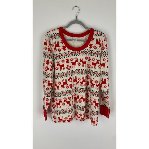 Hanna Andersson Womens Long John Pajama Top Plus Size XXL Christmas Reindeer Red - Picture 1 of 9